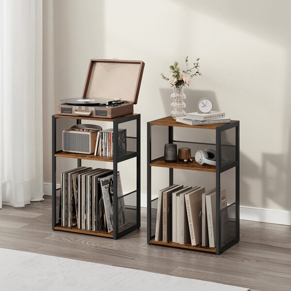 Stolek na gramofon a LP desky 43x30x69cm, mdf, old wood, AKF-E1075 OLW