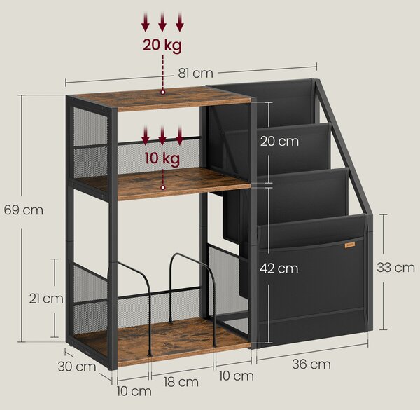 Stolek na gramofon a LP desky 81x30x69cm, mdf, old wood, AKF-E1076 OLW
