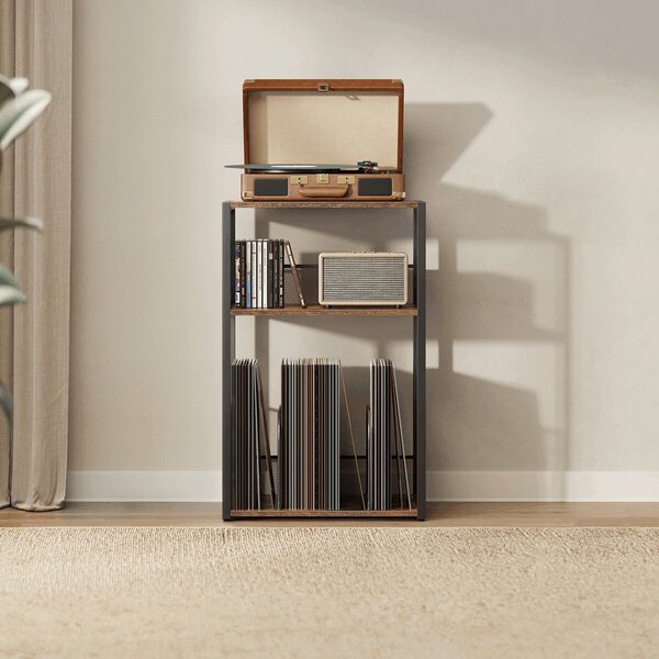 Stolek na gramofon a LP desky 43x30x69cm, mdf, old wood, AKF-E1075 OLW