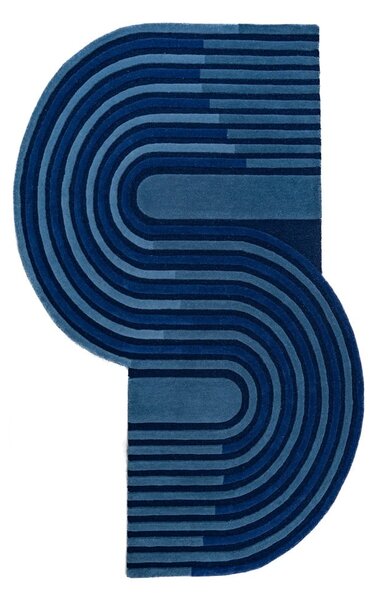 Sötétkék kézi szövésű gyapjú szőnyeg 150x240 cm Conway Retro – Flair Rugs