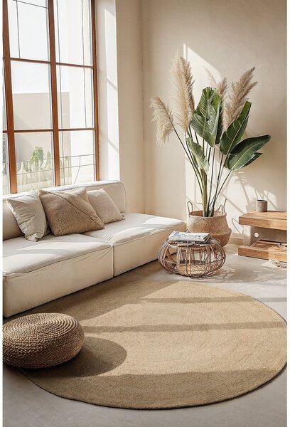Elefántcsont színű kétoldalas juta kerek szőnyeg ø 140 cm Braided – Hanse Home