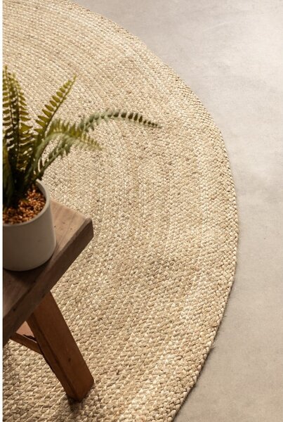 Elefántcsont színű kétoldalas juta kerek szőnyeg ø 140 cm Braided – Hanse Home