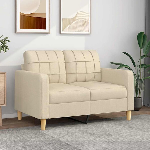 Kétszemélyes krémszínű szövetkanapé 120 cm