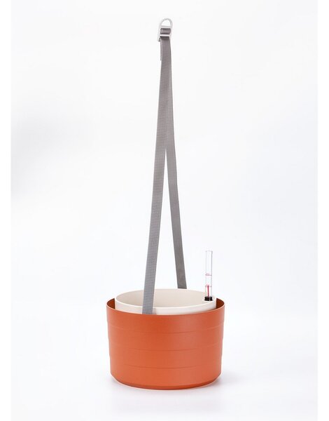 Plastia Beberis Felakasztható önöntöző virágtartó, terrakotta + elefántcsont, ø 26cm