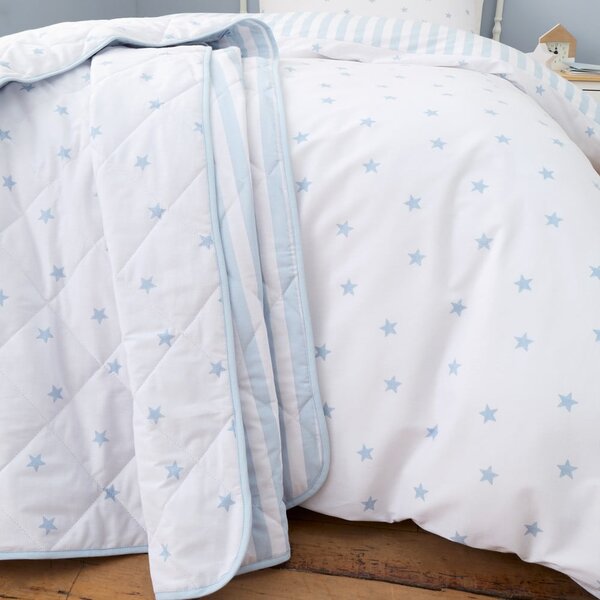 Fehér-kék pamut steppelt gyerek ágytakaró 135x190 cm Mini Star & Stripes – Bianca