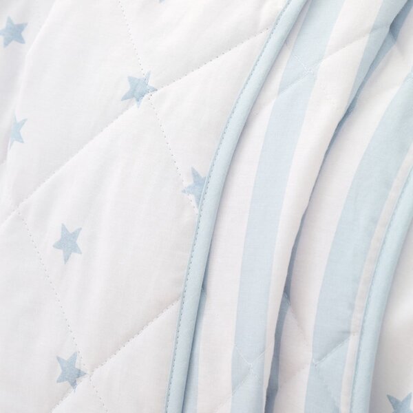 Fehér-kék pamut steppelt gyerek ágytakaró 135x190 cm Mini Star & Stripes – Bianca