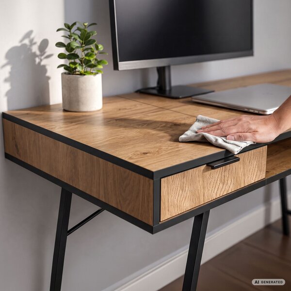 AKORD Furniture Factory ARDEN Ipari Számítógépasztal Tölgy Craft Fekete Lábakkal 2 Fiókkal