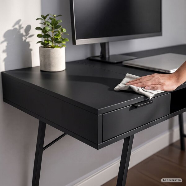 AKORD Furniture Factory Arden Ipari Számítógépasztal Fekete 120 cm 2 Fiókkal és 1 Polccal