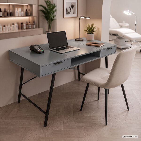 AKORD Furniture Factory Arden Számítógépes Íróasztal Forgácslap Grafit-Fekete Ipari Stílusú