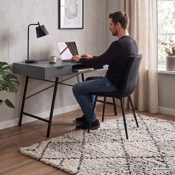 AKORD Furniture Factory Arden Számítógépes Íróasztal Forgácslap Grafit-Fekete Ipari Stílusú
