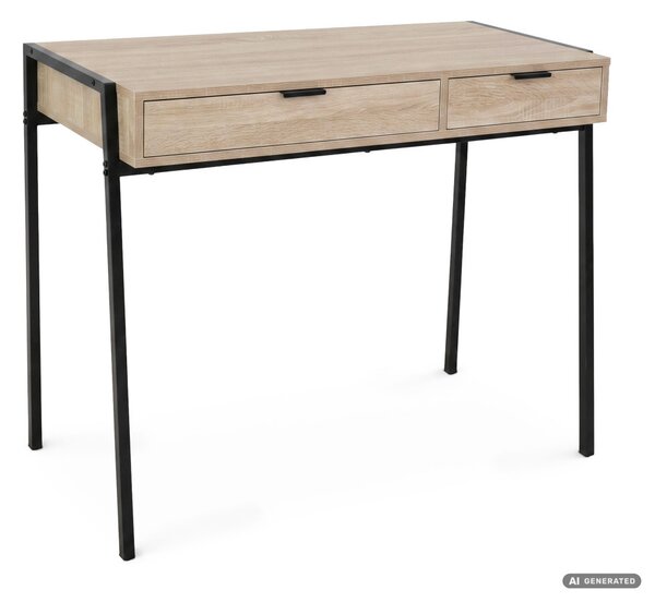 AKORD Furniture Factory Zentia Ipari Számítógépasztal Sonoma Tölgy 2 Fiókkal Fekete Lábakkal