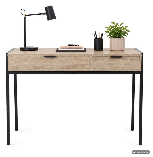 AKORD Furniture Factory Zentia Ipari Számítógépasztal Sonoma Tölgy 2 Fiókkal Fekete Lábakkal