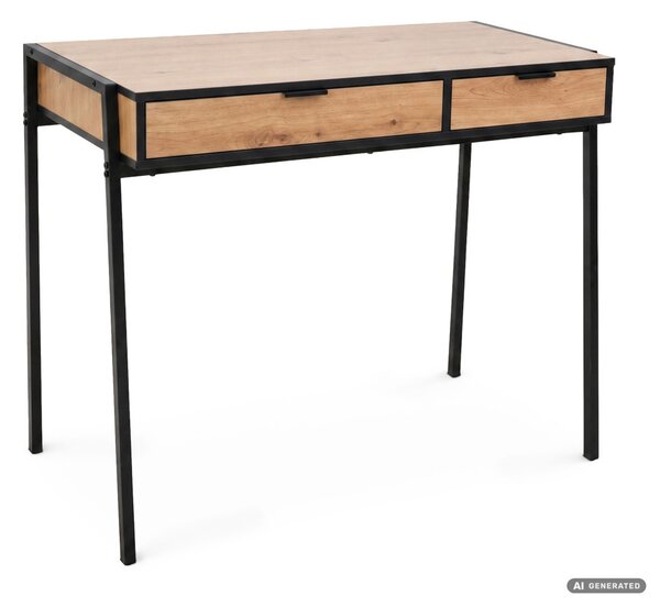 AKORD Furniture Factory ZENTIA Ipari Számítógépasztal Diófa Craft Fekete Lábakkal 2 Fiókkal