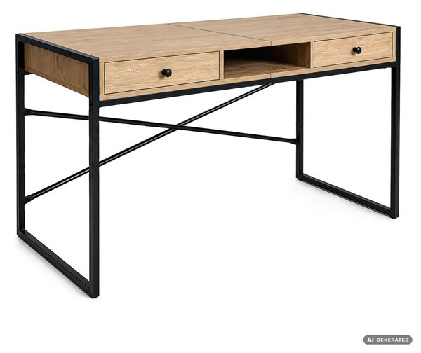 AKORD Furniture Factory Elonis Ipari Számítógépasztal Diófa Artisan Fekete Lábakkal