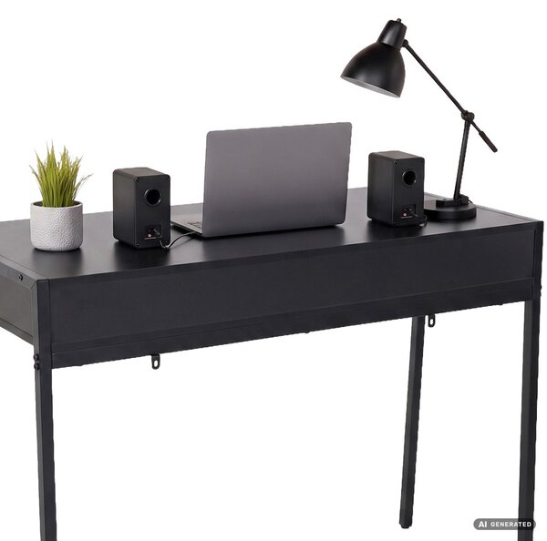 AKORD Furniture Factory Zentia Ipari Számítógépasztal Fekete 2 Fiókkal