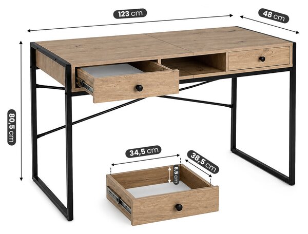 AKORD Furniture Factory Elonis Ipari Számítógépasztal Diófa Artisan Fekete Lábakkal