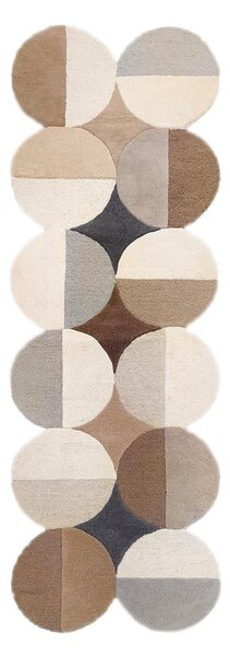 Szürkésbézs kézi szövésű gyapjú futószőnyeg 80x230 cm Mia Ellipse – Flair Rugs
