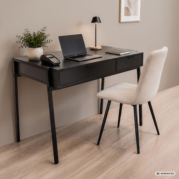 AKORD Furniture Factory Zentia Ipari Számítógépasztal Fekete 2 Fiókkal