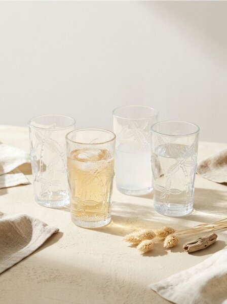Sinsay - Dombornyomott pálmamintás pohár készlet 4 pack - clear