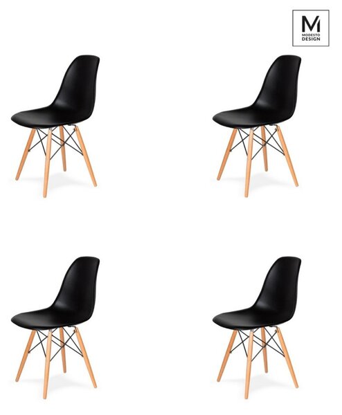 Modesto Design DSW Szék Szett Fekete Bükk Alappal (4 db)