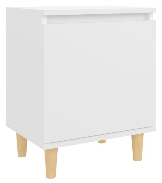 2 db fehér éjjeliszekrény tömör fa lábakkal 40 x 30 x 50 cm