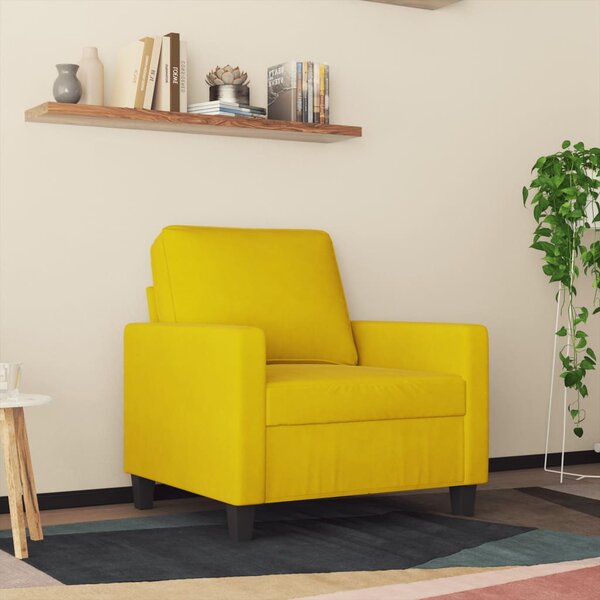 Sárga bársony kanapéfotel 60 cm