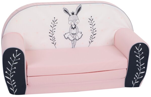 Gyerek kanapé Bunny Ballerina - fehér-rózsaszín Hare Dance