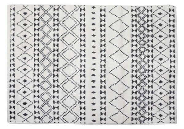 Rombusz mintás etno szőnyeg, 170x120 cm, fekete-fehér - AZTEQUE