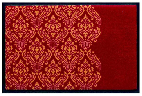 Díszes prémium lábtörlő – piros barokk