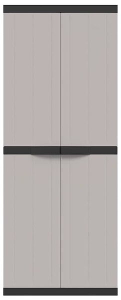 Szürke és fekete PP kültéri tárolószekrény 65 x 37 x 165 cm