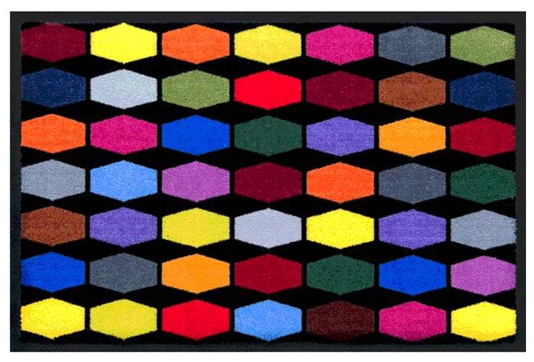 Geometriai mintás prémium lábtörlő – színes kockák