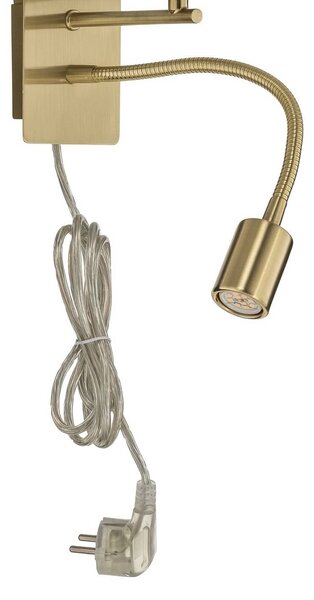 Lindby fali lámpa Florens, sárgaréz, LED-es olvasólámpa, 23,5 cm, Sárgaréz / arany, Nappali / Étkező, Textil / szövet / selyem, Modern