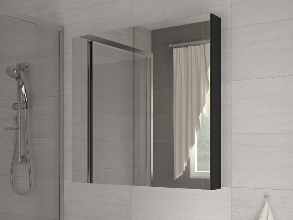 Falra szerelhető fürdőszoba szekrény Della 60 fekete + tükör. 780224