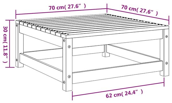 Fehér tömör fenyőfa kerti lábtartó 70 x 70 x 30 cm
