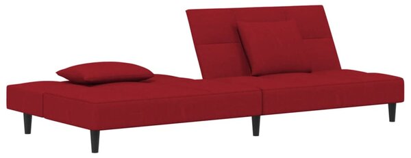 Kétszemélyes bordó bársony kanapéágy két párnával