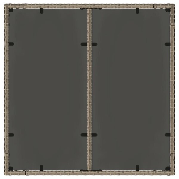 VidaXL szürke polyrattan üveglapos kerti asztal 90 x 90 x 75 cm