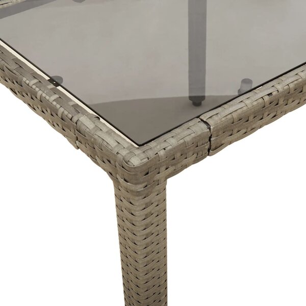 VidaXL szürke polyrattan üveglapos kerti asztal 90 x 90 x 75 cm