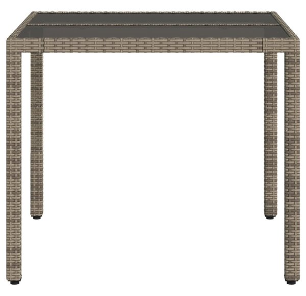 VidaXL szürke polyrattan üveglapos kerti asztal 90 x 90 x 75 cm