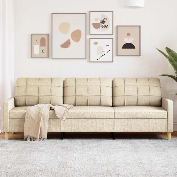 3 személyes krémszínű szövet kanapé 210 cm