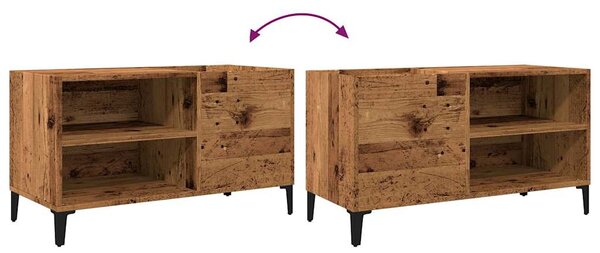 Antik fa színű szerelt fa hanglemezszekrény 84,5x38x48 cm