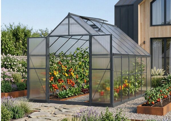 Üvegház LANITPLAST SARANA 8x12 PC 4 mm fekete színű LG4749