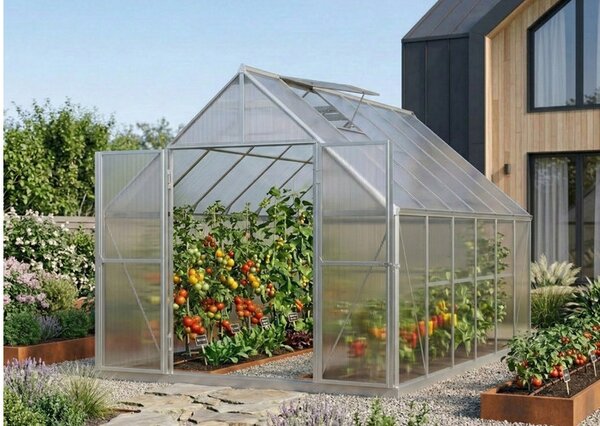Üvegház LANITPLAST SARANA 8x12 PC 4 mm ezüst színű LG4748