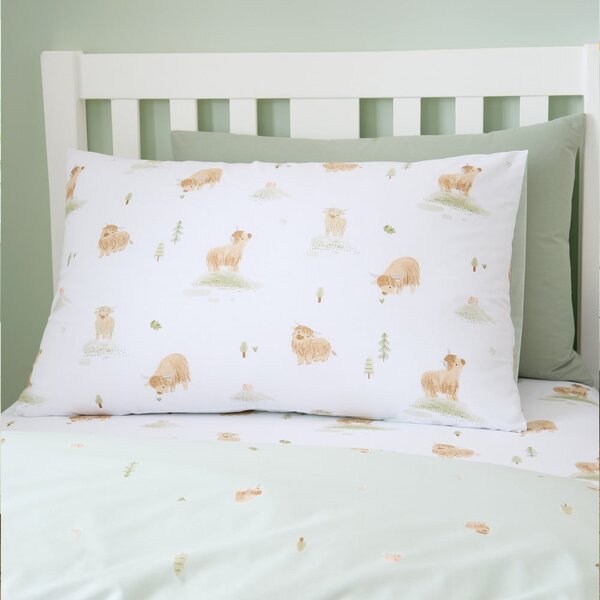 Fehér-zöld egyszemélyes pamut gyerek ágyneműhuzat 135x200 cm Mini Moo Cow – Bianca