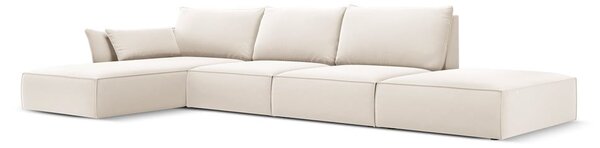 Bézs bársony sarokkanapé (bal oldali-heverő résszel) Vanda – Mazzini Sofas