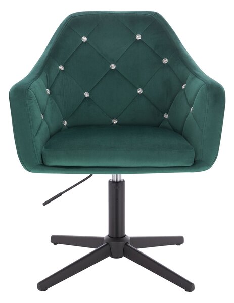 HR830CCROSS Sötétzöld modern velúr szék fekete lábbal