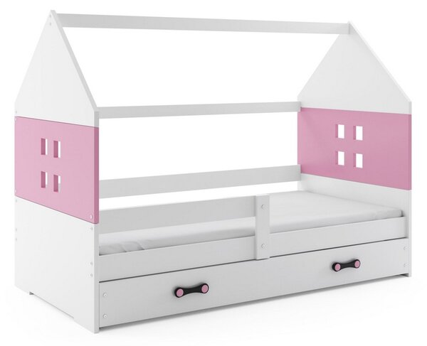 MIDO P1 COLOR gyerekágy + matrac + INGYEN ágyrács 80x160, fehér/rózsaszín