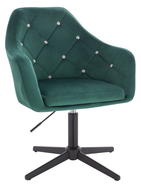 HR830CCROSS Sötétzöld modern velúr szék fekete lábbal