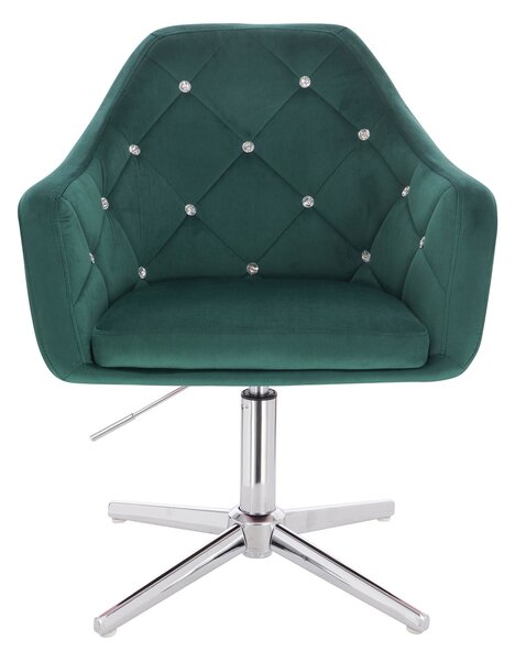 HR830CCROSS Sötétzöld modern velúr szék krómozott lábbal