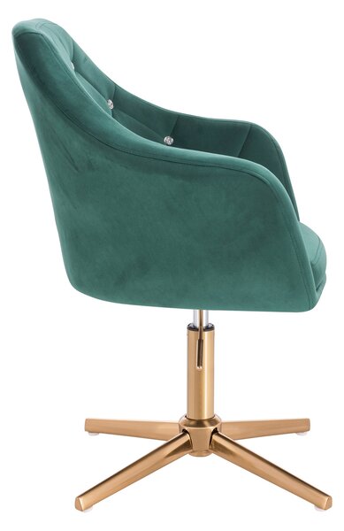 HR830CCROSS Sötétzöld modern velúr szék arany lábbal