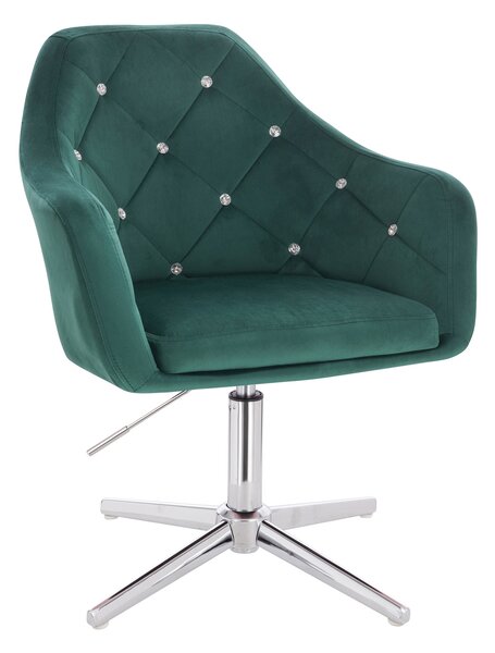 HR830CCROSS Sötétzöld modern velúr szék krómozott lábbal